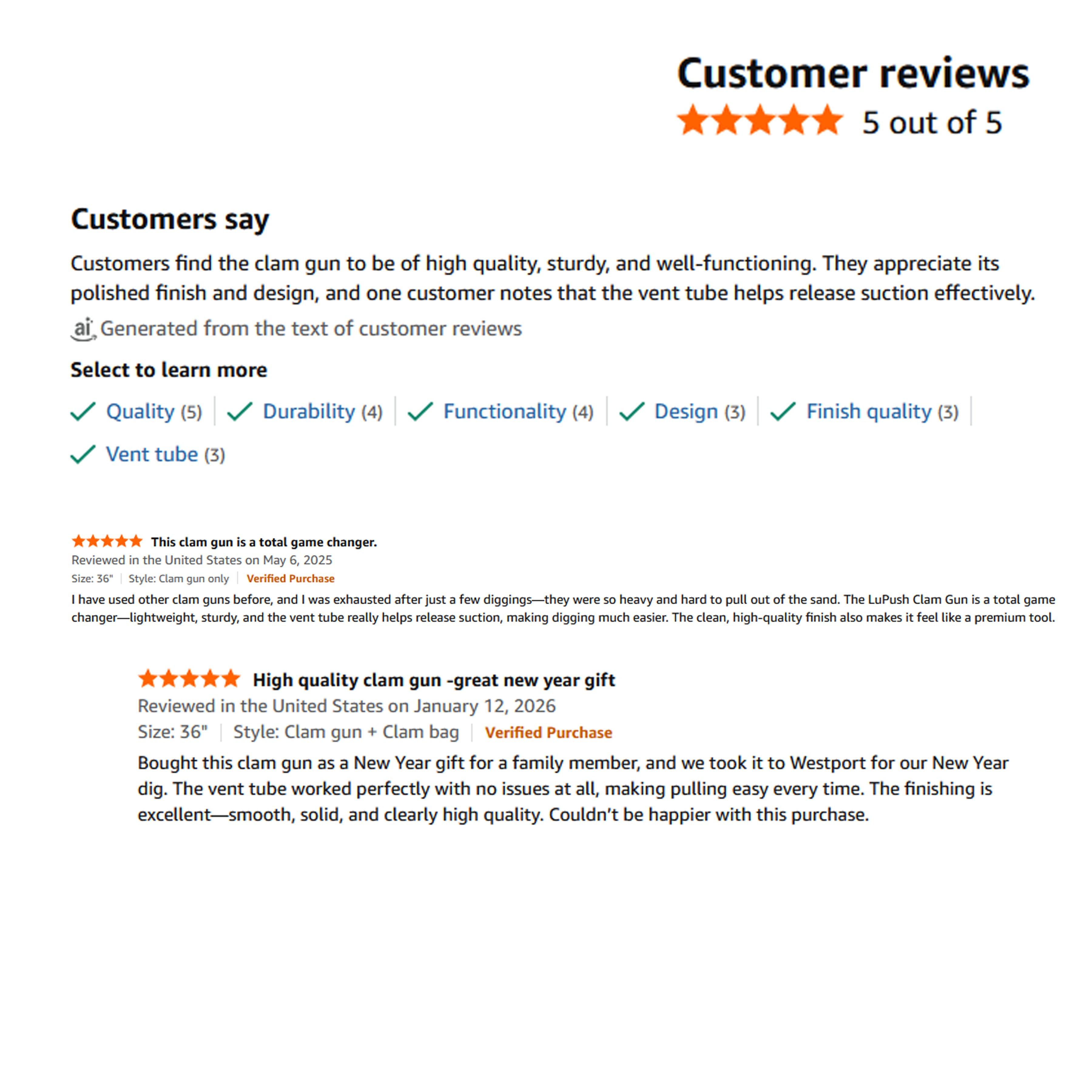 Stainless Steel Clam Gun Kit